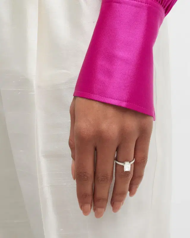 Platinum Emerald-Cut Lab-Grown Diamond Ring