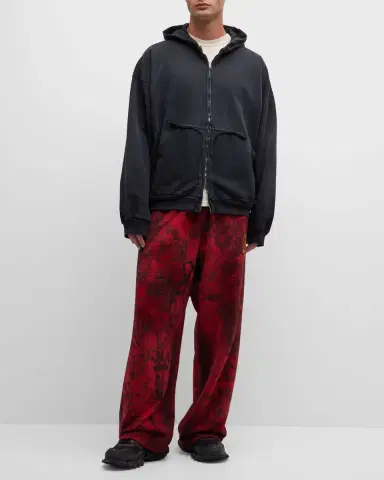 Balenciaga Men 's Tape Type Ripped Pocket Zip Up Hoodie Large Fit | Thumbnail 2
