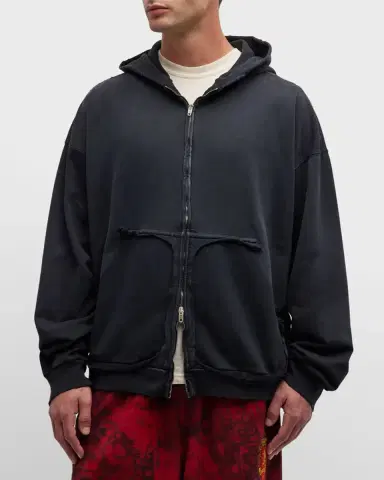 Balenciaga Men 's Tape Type Ripped Pocket Zip Up Hoodie Large Fit | Thumbnail 4