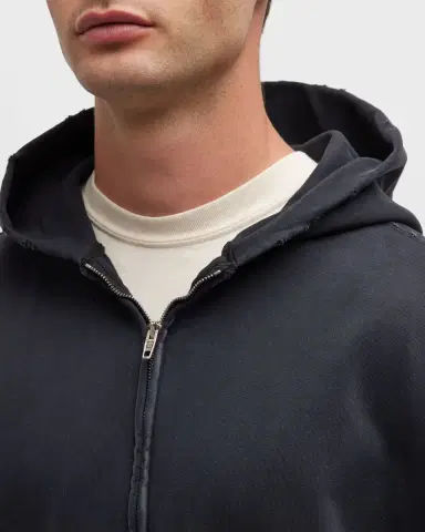 Balenciaga Men 's Tape Type Ripped Pocket Zip Up Hoodie Large Fit | Thumbnail 5