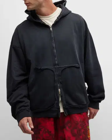 Balenciaga Men 's Tape Type Ripped Pocket Zip Up Hoodie Large Fit | Thumbnail 6