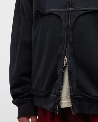 Balenciaga Men 's Tape Type Ripped Pocket Zip Up Hoodie Large Fit | Thumbnail 7