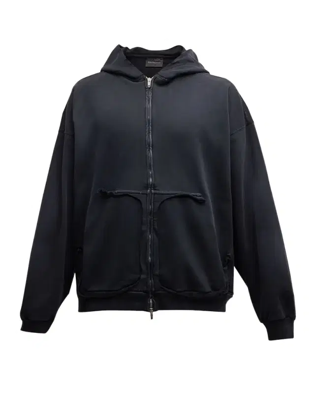 Men 's Tape Type Ripped Pocket Zip Up Hoodie Large Fit