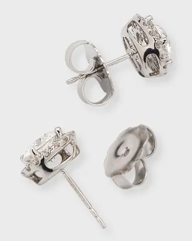 Neiman Marcus Lab Grown Diamonds Lab Grown Diamond 18K White Gold Round Halo Stud Earrings, 2.4tcw | Thumbnail 3 Neiman Marcus Lab Grown Diamonds Lab Grown Diamond 18K White Gold Round Halo Stud Earrings, 2.4tcw | Thumbnail 3