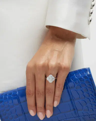 Neiman Marcus Diamonds 18K White Gold Diamond Flower Ring, Size 6.75, 1.93tcw | Thumbnail 2