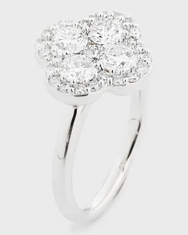 Neiman Marcus Diamonds 18K White Gold Diamond Flower Ring, Size 6.75, 1.93tcw | Thumbnail 3