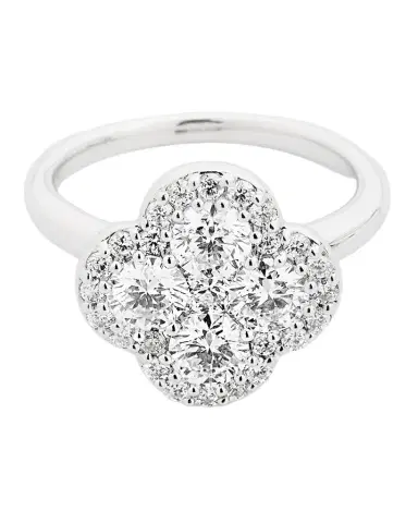Neiman Marcus Diamonds 18K White Gold Diamond Flower Ring, Size 6.75, 1.93tcw | Thumbnail 1