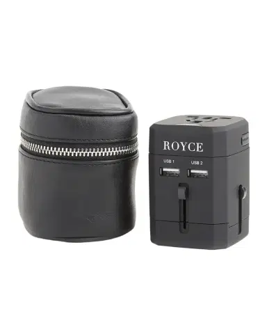 Royce New York International Travel Adapter & Monogrammed Leather Case Set | Thumbnail 1 Royce New York International Travel Adapter & Monogrammed Leather Case Set | Thumbnail 1