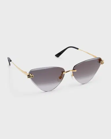 Cartier Panthère Rimless Cat-Eye Metal Sunglasses | Thumbnail 2 Cartier Panthère Rimless Cat-Eye Metal Sunglasses | Thumbnail 2