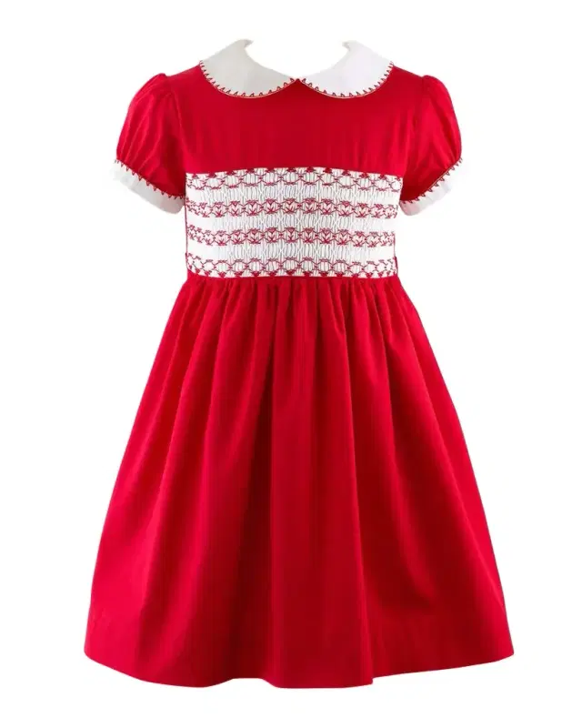 Girl 's Smocked Festive Dress, Size 2-10