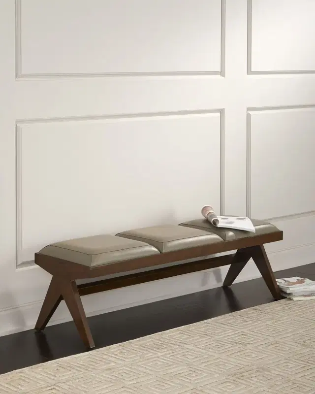 Arteriors Luchesse Leather Bench, 58"