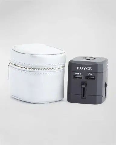 Royce New York International Travel Adapter & Monogrammed Leather Case Set | Thumbnail 2 Royce New York International Travel Adapter & Monogrammed Leather Case Set | Thumbnail 2