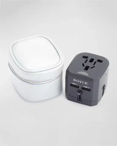 Royce New York International Travel Adapter & Monogrammed Leather Case Set | Thumbnail 3 Royce New York International Travel Adapter & Monogrammed Leather Case Set | Thumbnail 3