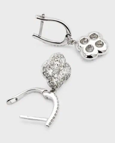 Neiman Marcus Diamonds 18K White Gold Diamond Flower Hoop Drop Earrings, 2.94tcw, 1.25" / 0.50"W | Thumbnail 3