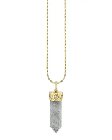Sydney Evan 14K Diamond Marquise Eye Long Stone Charm, Labradorite | Thumbnail 1 Sydney Evan 14K Diamond Marquise Eye Long Stone Charm, Labradorite | Thumbnail 1