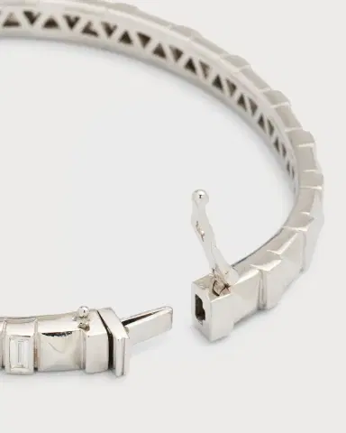 Harwell Godfrey 18K White Gold Baguette Diamond Pyramid Bangle, Size 17cm | Thumbnail 4