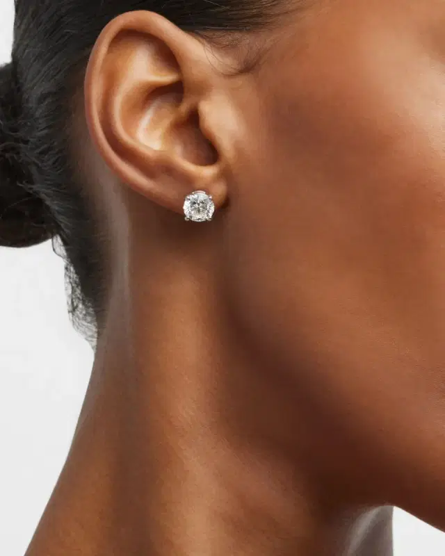 Lab Grown Diamond 18K White Gold Round Stud Earrings