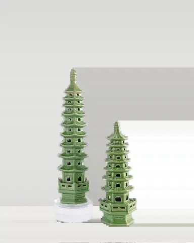 Port 68 Green Tall Pagoda Table Accents, Set of 2 | Thumbnail 2 Port 68 Green Tall Pagoda Table Accents, Set of 2 | Thumbnail 2