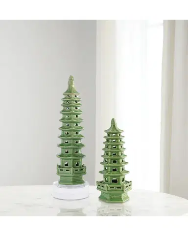 Port 68 Green Tall Pagoda Table Accents, Set of 2 | Thumbnail 3 Port 68 Green Tall Pagoda Table Accents, Set of 2 | Thumbnail 3