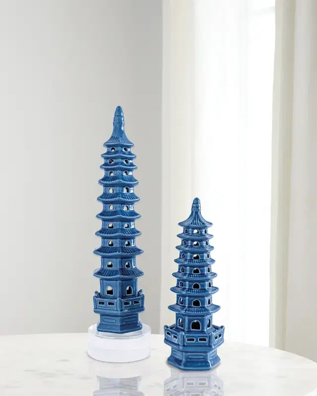 Port 68 Green Tall Pagoda Table Accents, Set of 2