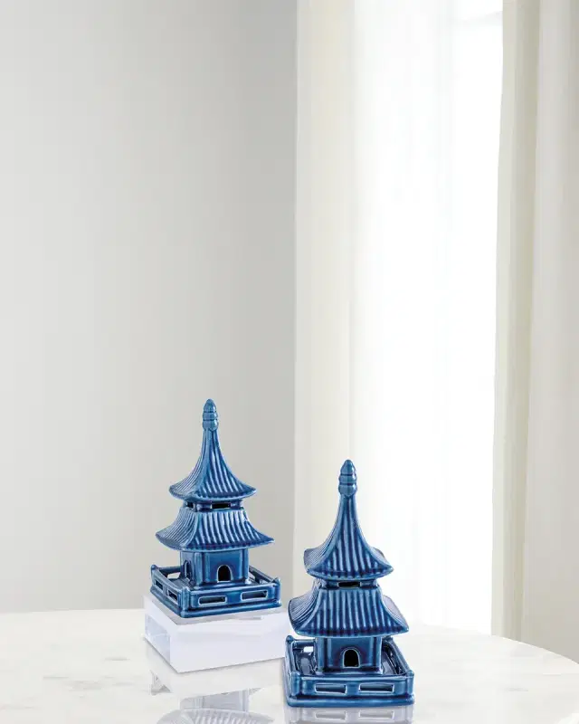 Port 68 Green Short Pagoda Table Accents, Set of 2