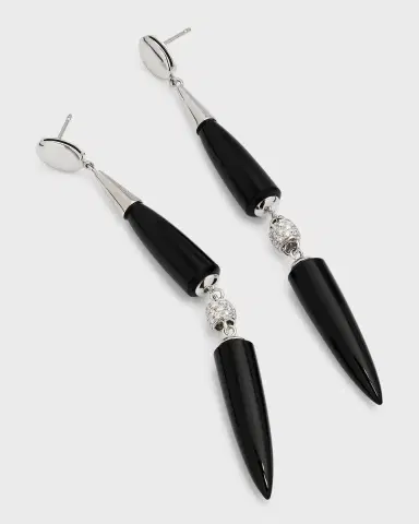 Sanalitro 18K White Gold Look At Me Earrings with Black Onyx and Diamonds | Thumbnail 2