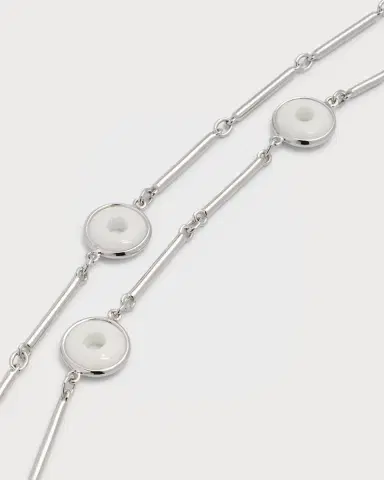 Sanalitro 18K White Gold Universe Necklace with White Agate Rounds | Thumbnail 2
