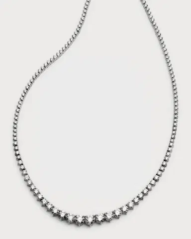 Neiman Marcus Diamonds 18K White Gold Necklace with Graduated Diamonds, 17"L, 10.17tcw | Thumbnail 3
