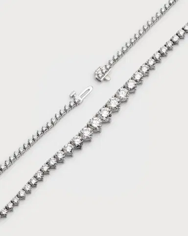 Neiman Marcus Diamonds 18K White Gold Necklace with Graduated Diamonds, 17"L, 10.17tcw | Thumbnail 4