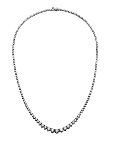 Neiman Marcus Diamonds 18K White Gold Necklace with Graduated Diamonds, 17"L, 10.17tcw | Thumbnail 1