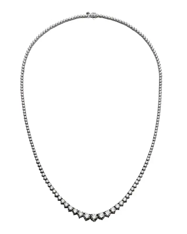 18K White Gold Necklace with Graduated Diamonds, 17"L, 10.17tcw