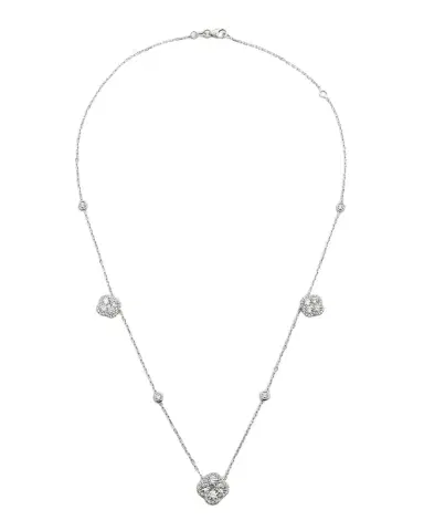Neiman Marcus Diamonds 18K White Gold Diamond Flower Station Necklace, 18"L, 3.00tcw | Thumbnail 1 Neiman Marcus Diamonds 18K White Gold Diamond Flower Station Necklace, 18"L, 3.00tcw | Thumbnail 1