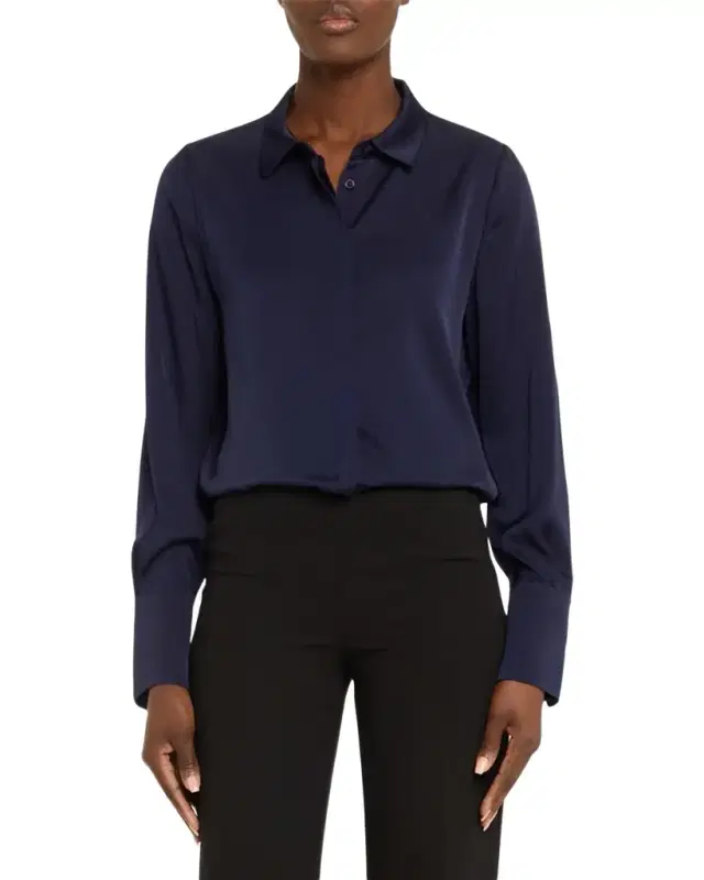 Larissa Split-Cuff Button-Down Blouse