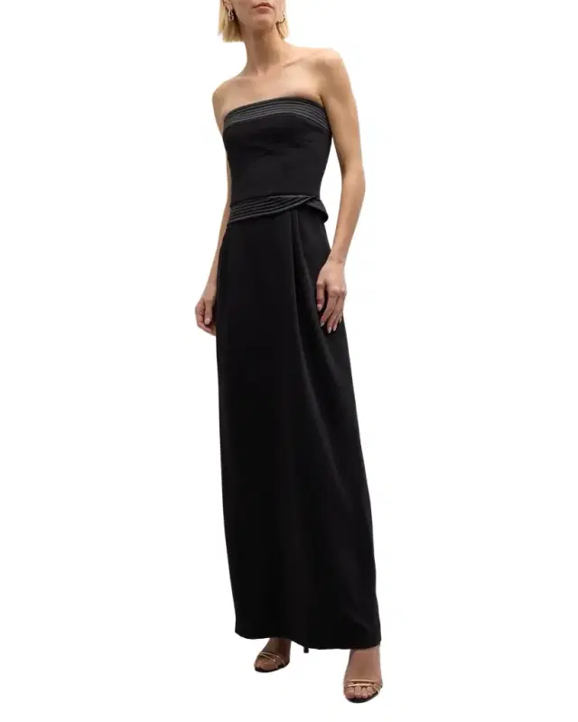 Strapless Pleated Column Gown