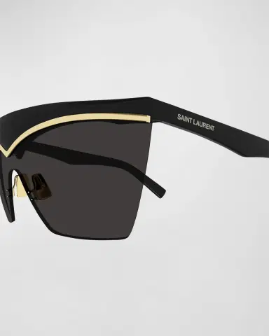 Saint Laurent Logo Acetate Shield Sunglasses | Thumbnail 2 Saint Laurent Logo Acetate Shield Sunglasses | Thumbnail 2