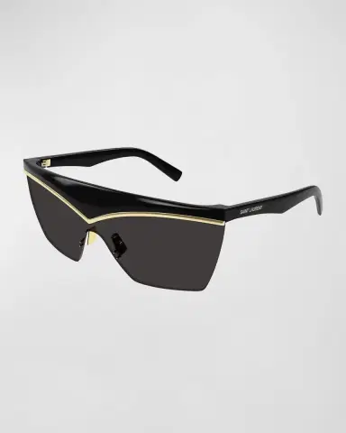 Saint Laurent Logo Acetate Shield Sunglasses | Thumbnail 3 Saint Laurent Logo Acetate Shield Sunglasses | Thumbnail 3