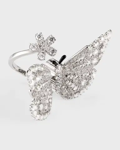 Staurino 18k White Gold Diamond Butterfly Ring, Size 7 | Thumbnail 2