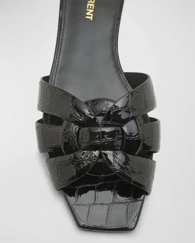 Saint Laurent Tribute Croco Flat Slide Sandals | Thumbnail 5 Saint Laurent Tribute Croco Flat Slide Sandals | Thumbnail 5
