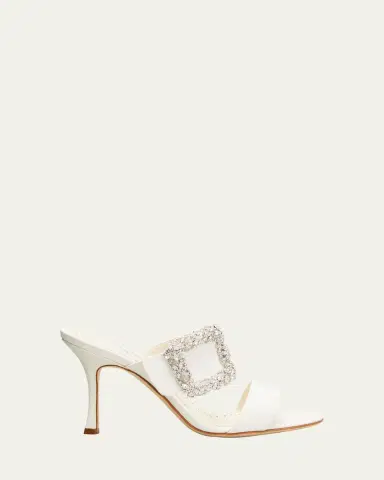 Manolo Blahnik Gable Silk Crystal Buckle Slide Sandals | Thumbnail 2 Manolo Blahnik Gable Silk Crystal Buckle Slide Sandals | Thumbnail 2