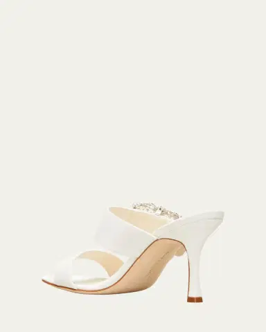 Manolo Blahnik Gable Silk Crystal Buckle Slide Sandals | Thumbnail 3 Manolo Blahnik Gable Silk Crystal Buckle Slide Sandals | Thumbnail 3