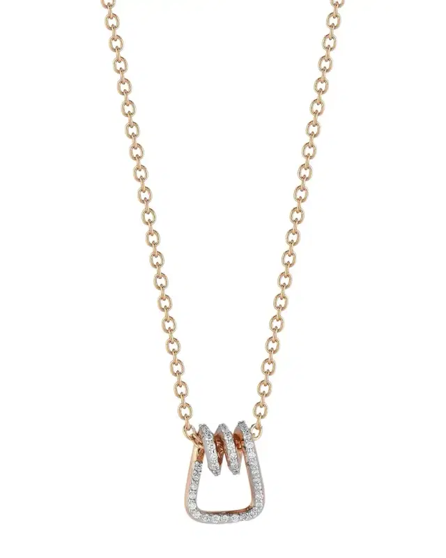 Huxley 18k Rose Gold Diamond Coil Link Pendant Necklace