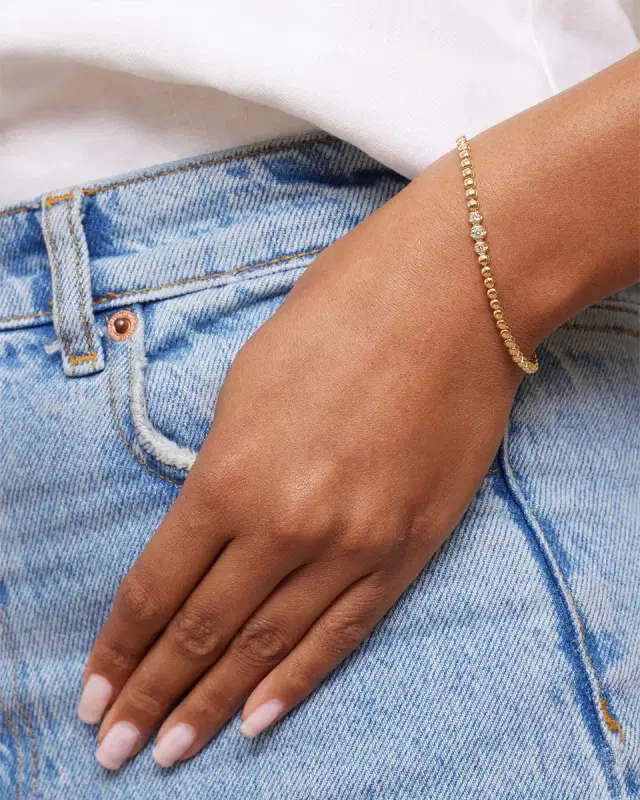 Mini Bezel Tennis Bracelet with 3 Set Diamonds