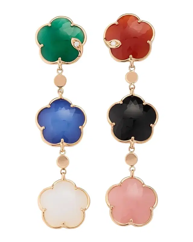 18K Rose Gold Petit Joli Bouquet Earrings with Colored Gems and Diamonds