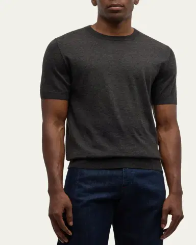 Brioni Men's Cashmere-Silk Crewneck Sweater | Thumbnail 4