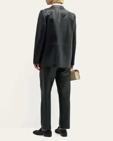 Lafayette 148 New York Nappa Leather Flap Pocket Single-Button Blazer | Thumbnail 3 Lafayette 148 New York Nappa Leather Flap Pocket Single-Button Blazer | Thumbnail 3