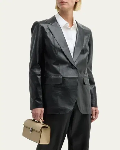 Lafayette 148 New York Nappa Leather Flap Pocket Single-Button Blazer | Thumbnail 4 Lafayette 148 New York Nappa Leather Flap Pocket Single-Button Blazer | Thumbnail 4