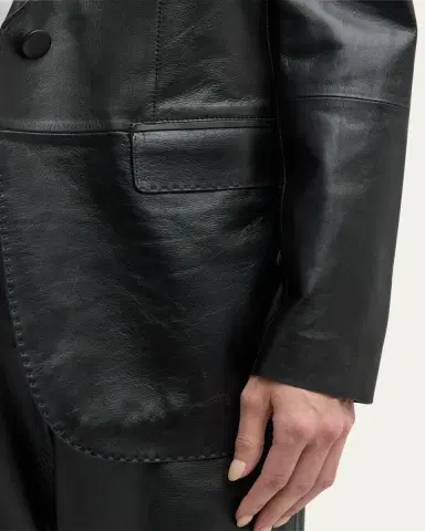 Lafayette 148 New York Nappa Leather Flap Pocket Single-Button Blazer | Thumbnail 5 Lafayette 148 New York Nappa Leather Flap Pocket Single-Button Blazer | Thumbnail 5