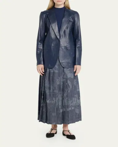 Lafayette 148 New York Nappa Leather Flap Pocket Single-Button Blazer | Thumbnail 6 Lafayette 148 New York Nappa Leather Flap Pocket Single-Button Blazer | Thumbnail 6