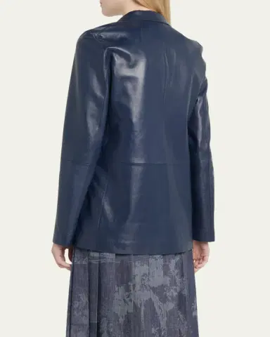 Lafayette 148 New York Nappa Leather Flap Pocket Single-Button Blazer | Thumbnail 7 Lafayette 148 New York Nappa Leather Flap Pocket Single-Button Blazer | Thumbnail 7