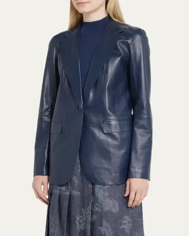 Lafayette 148 New York Nappa Leather Flap Pocket Single-Button Blazer | Thumbnail 8 Lafayette 148 New York Nappa Leather Flap Pocket Single-Button Blazer | Thumbnail 8